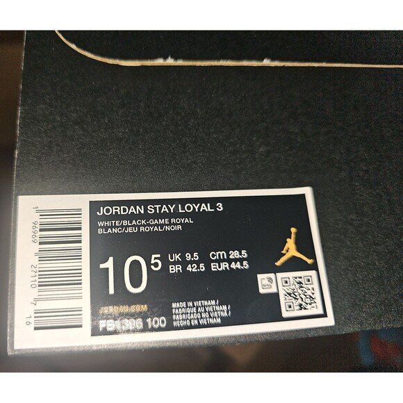 Nike Jordan Stay Loyal 3 Shoes White Black Sneakers Men\'s 10.5 FB1396-100 12W